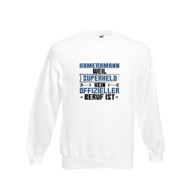 Superheld Kameramann | Kamera Sweatshirt Weiß