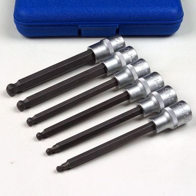 Bit-Einsatz-Satz Innensechskant mit Kugelkopf 5-12 mm, Antrieb 1/2", 6-tlg