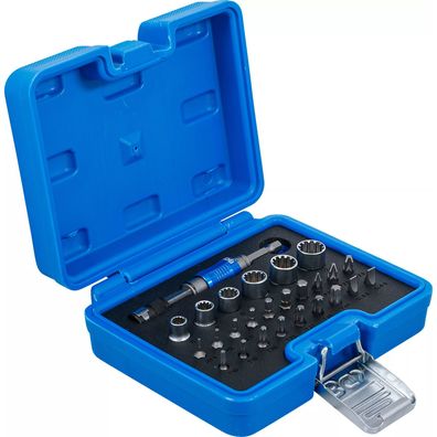 BGS Bit-und Steckschlüsselsatz, Antrieb 1/4", 26-tlg. Gear Lock Nüsse, Torx Bits