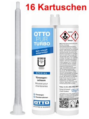 16 x Ottopur Turbo 210 ml 2K-Türzargenschaum Montageschaum Türschaum Fenster Holz