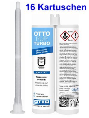 16 x Ottopur Turbo 250 g 2K-Türzargenschaum Montageschaum Türschaum Fenster Holz