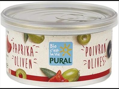 Pural 6x Pflanzlicher Aufstrich Paprika Oliven palmölfrei 125g