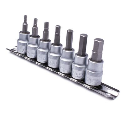 Bit-Einsätze, Innensechskant in Zollgrößen 1/8" - 3/8", Antrieb (3/8"), 7-tlg