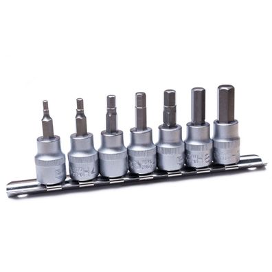 Bit-Einsatz-Satz, Innensechskant 3 - 10 mm, Antrieb (3/8"), Bits Sechskant 7-tlg
