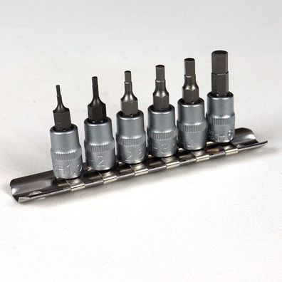 Bit Einsatz Satz, Innensechskant 1,5 - 6 mm, Antrieb (1/4"), Bits Sechskant, 6-tlg