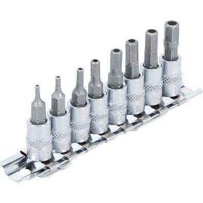 Bit-Einsatz-Satz Innensechskant mit Bohrung 2-7 mm, Antrieb 1/4", 8tlg