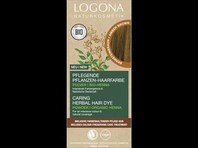 Logona 3x Pflegende Pflanzen-Haarfarbe Pulver Bernsteinbraun 100g