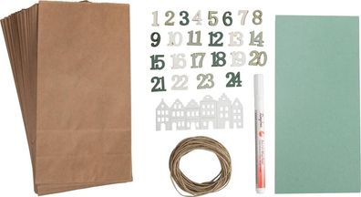 Bastelset Adventskalender Häuser, inkl. Zahlen 1 – 24