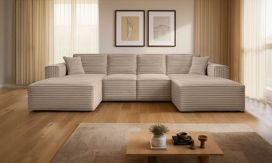 Ecksofa Siena U ein Stil, der zum Entspannen einlädt, Stoff Velo Beige