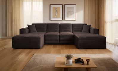 Ecksofa Siena U ein Stil, der zum Entspannen einlädt, Stoff Velo Braun