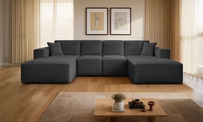 Ecksofa Siena U ein Stil, der zum Entspannen einlädt, Stoff Velo Graphit