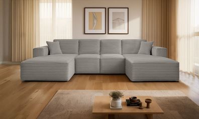 Ecksofa Siena U ein Stil, der zum Entspannen einlädt, Stoff Velo Grau
