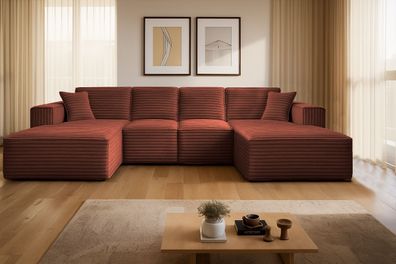 Ecksofa Siena U ein Stil, der zum Entspannen einlädt, Stoff Velo Kupfer