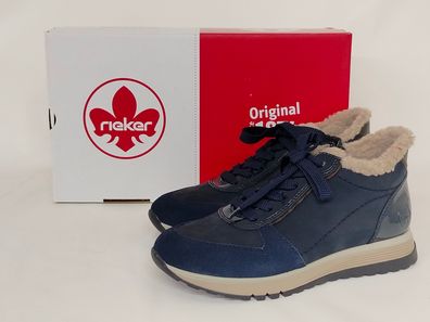 Rieker Damen Knöchelschnürschuh dunkelblau mit seitlichem Reißverschluss