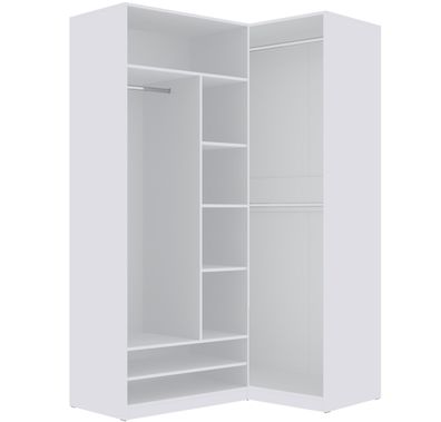 TRES Set A/B offener Kleiderschrank mit Kleiderstangen und Einlegeböden, Weiß