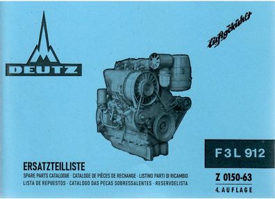 Ersatzteilliste für den luftgekühlten Deutz Motor F3L 912, Z 0150-63