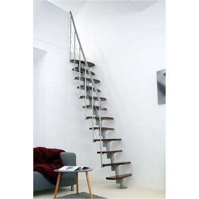 Minka Mittelholmtreppe Nizza 35 - 293,8cm Geschosshoehe Walnuss Grau