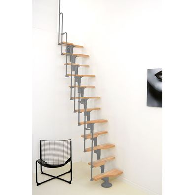 Minka Mittelholmtreppe Twister 35 - 293,8cm Geschosshoehe Buche Grau