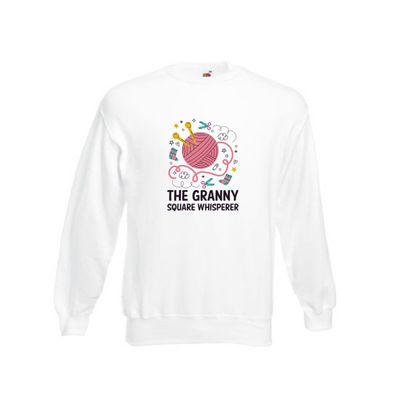 The Granny Square Whisperer | Socken | Schere, Sweatshirt Weiß