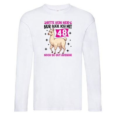 48. Geburtstag | 48 Jahre | Lama | gut aussehen Long Sleeve Weiß