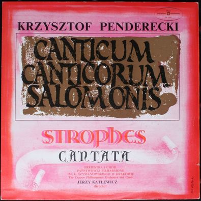 Polskie Nagrania Muza SX 1151 - Canticum Canticorum Salomonis / Strophes / Canta