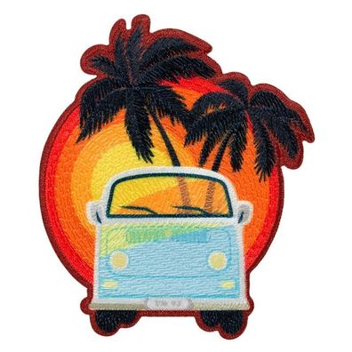 Mono-Quick 16038 Bus mit Palmen Applikation, Bügelbild, Patch, Aufnäher ca. 8 x 7 cm