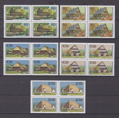 BRD 1996 postfrisch vierer Block Michel-Nr. 1883-1887 Bauernhäuser in Deutschland