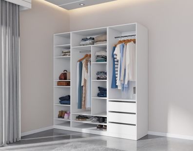TRES E/B, Kleiderschrank mit Kleiderstangen, Einlegeböden für Kleidung, Marmex