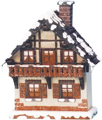 Hubrig Winterkinder - Haus Balkon, elektrisch beleuchtet