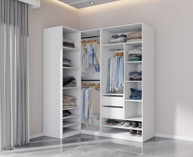 Eckgarderobenschrank-Set TRES F/B offener Kleiderschrank mit Kleiderstangen