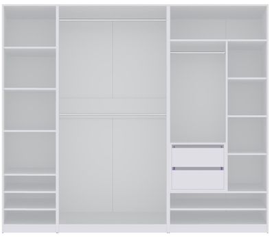 Modularer Kleiderschrank, Tres F/B offener Kleiderschrank mit Einlegeböden und Stange
