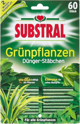 Substral Dünger-Stäbchen für Grünpflanzen mit Eisen-Plus und 2 Monate