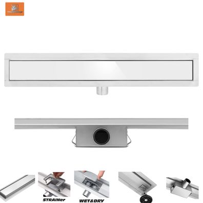 Duschrinne, Bodenablauf 60cm White Glass
