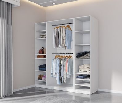 Modularer Kleiderschrank, Tres G/B offener Kleiderschrank mit Einlegeböden und Stange