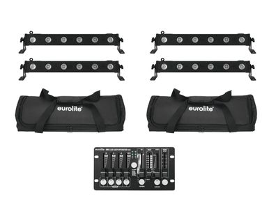 Eurolite Set 4x LED BAR-6 QCL RGBW + 2x Soft-Bag + Controller