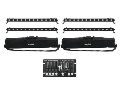 Eurolite Set 4x LED BAR-12 QCL RGBW + 2x Soft-Bags + Controller