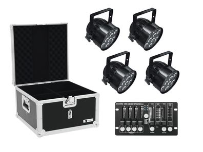 Eurolite Set 4x LED PAR-56 QCL sw + Case + Controller