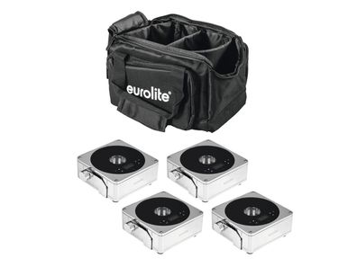 Eurolite Set 4x AKKU IP Flat Light 1 chrom + Soft-Bag