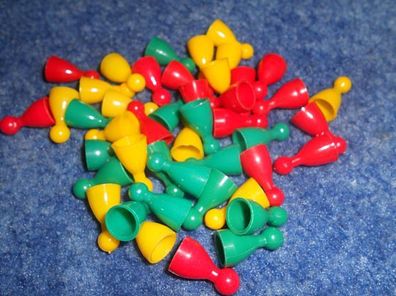 Spielsteine / Kegel aus Plaste in 3 Farben je 15 Steine