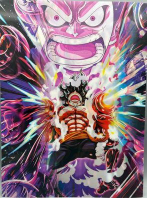 3D-Bild/Flip Effekt-Anime-One Piece-Ruffy, uffy Gear 5-30x40cm-ohne Rahmen