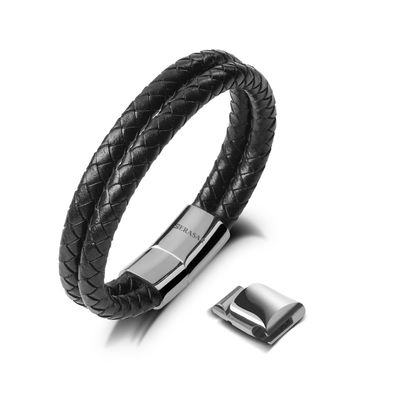 Serasar, lederarmband "double" für herren, mit magnetverschluss