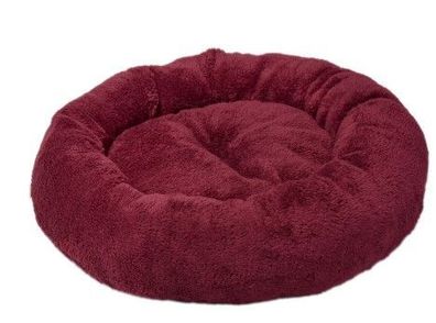 Hundebett Supersoft Fluffy Donut rot oval mit Antirutschnoppen 50 cm