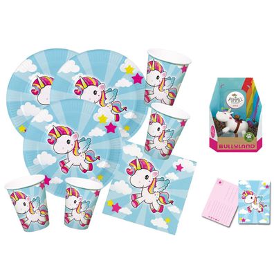 69-teiliges Party Deko Set Einhorn Unicorn Rainbow - für 16 Kinder