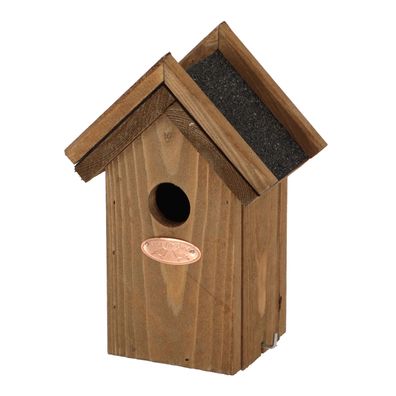 Hochwertiger Nistkasten speziell für Zaunkönig aus Kiefernholz mit Bitumendach