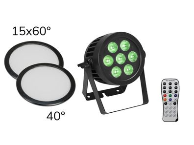 Eurolite Set LED IP PAR 7x9W SCL Spot + 2x Diffusorscheibe 15x60° + 40°