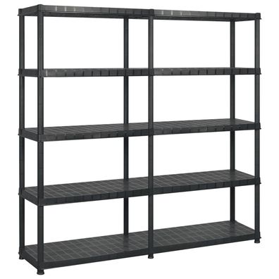 vidaXL Lagerregal mit 5 Böden Schwarz 183x45,7x185 cm Kunststoff
