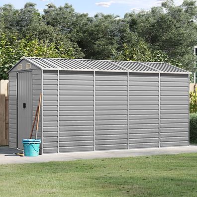 vidaXL Gartenhaus Hellgrau 191x385x198 cm Verzinkter Stahl