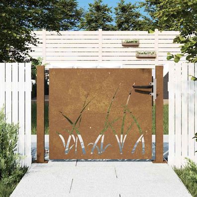 vidaXL Gartentor 105x105 cm Cortenstahl Gras-Design