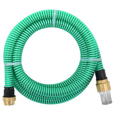vidaXL Saugschlauch mit Messing-Anschlüssen Grün 1,1" 5 m PVC