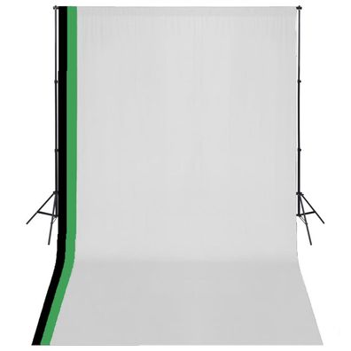 vidaXL Fotostudio Set 3 Baumwolle-Hintergründe Rahmen verstellbar 3x5m